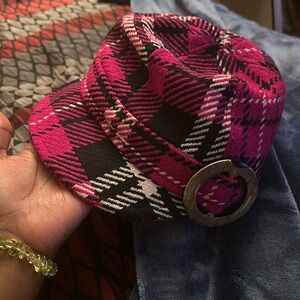 Pink Black and White Plaid Hat for Women/Girls Size OS